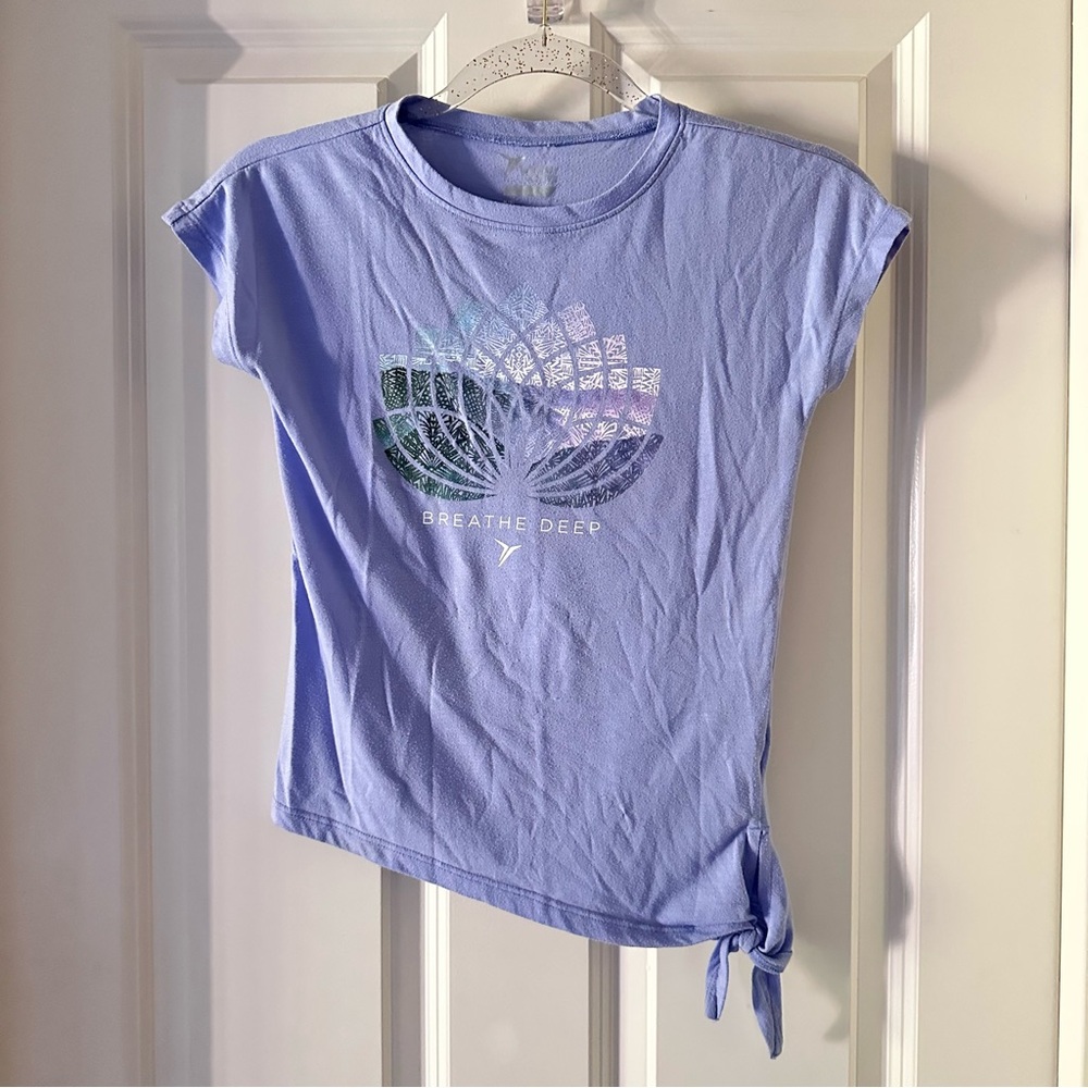 Old Navy Active Go-Dry Light Purple Crewneck Knotted Asymmetrical T-Shirt